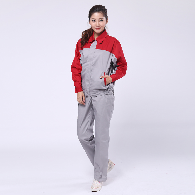 點(diǎn)擊圖片可以查看本款深紅配淺灰電子廠工作服款式圖片的更詳細(xì)的介紹 深紅配淺灰電子廠工作服款式圖片