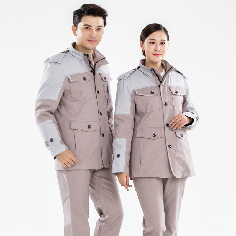 新款冬季保暖工作服駝色拼淺灰MF20-1