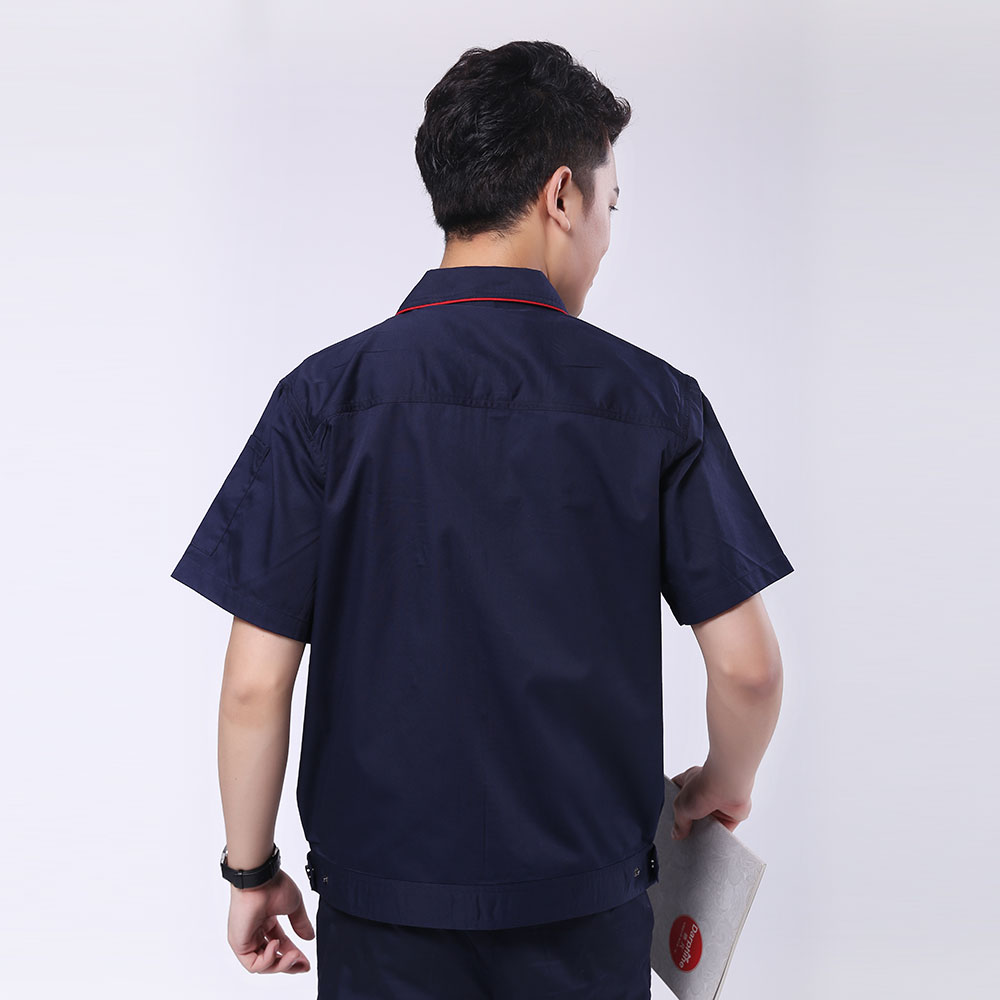 夏季工衣立體衣領，舒適袖口，實用口袋圖