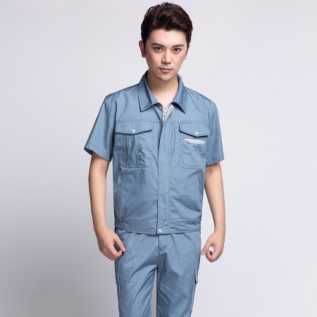 藍色春短袖工作服AD12-3